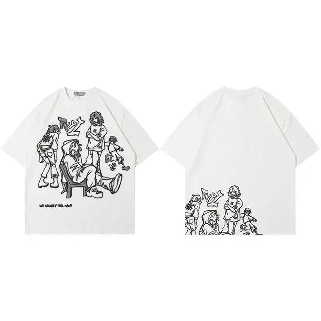 2023 Harajuku Cartoon Cat Graphic T-Shirt for Unisex