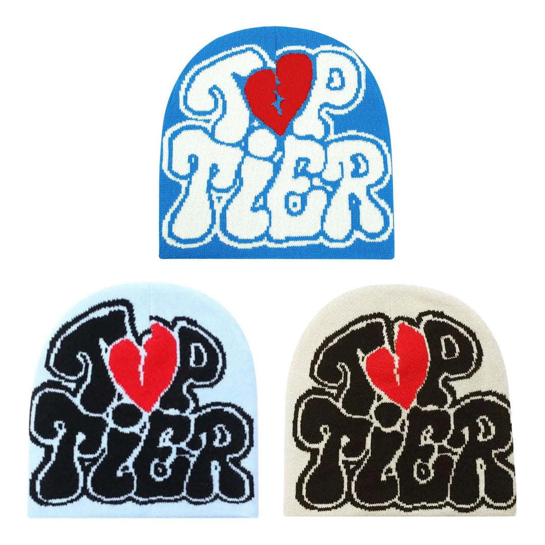 Three 'Top Tier' stickers with a heart design on a white background
