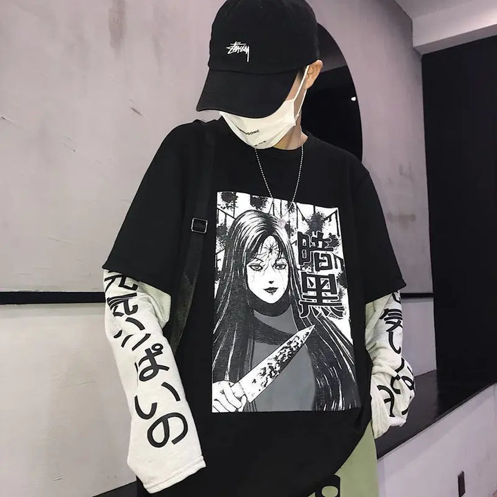 Retro Cartoon Graphic Oversized Tee in Harajuku Style