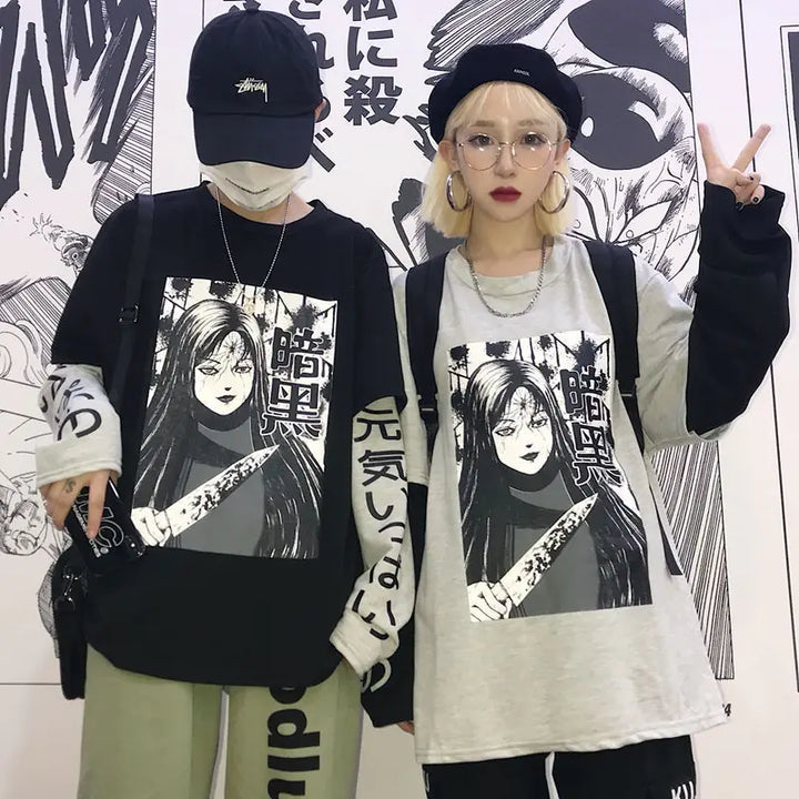 Retro Cartoon Graphic Oversized Tee in Harajuku Style