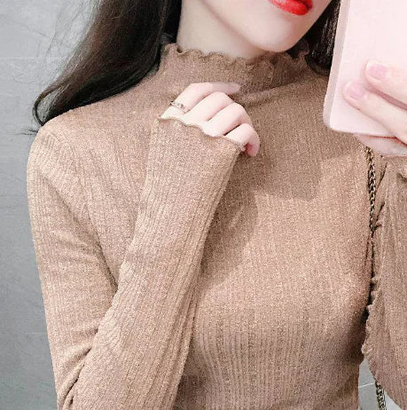 Danish Style Half High Neck Long Sleeve T-Shirt for Women