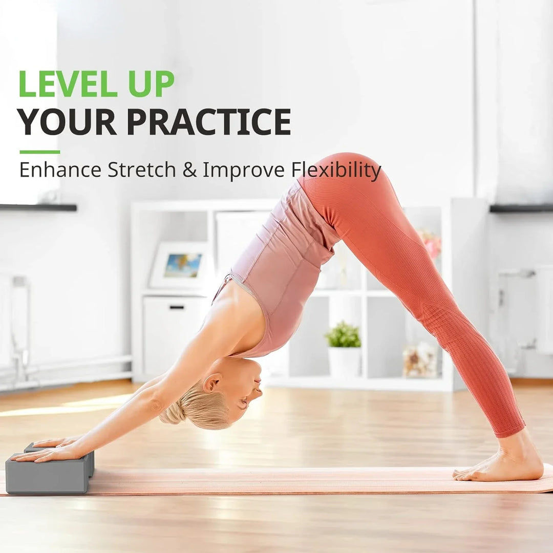 NNETM Set of 2 Premium Odor-Resistant Foam Yoga Blocks (Grey)