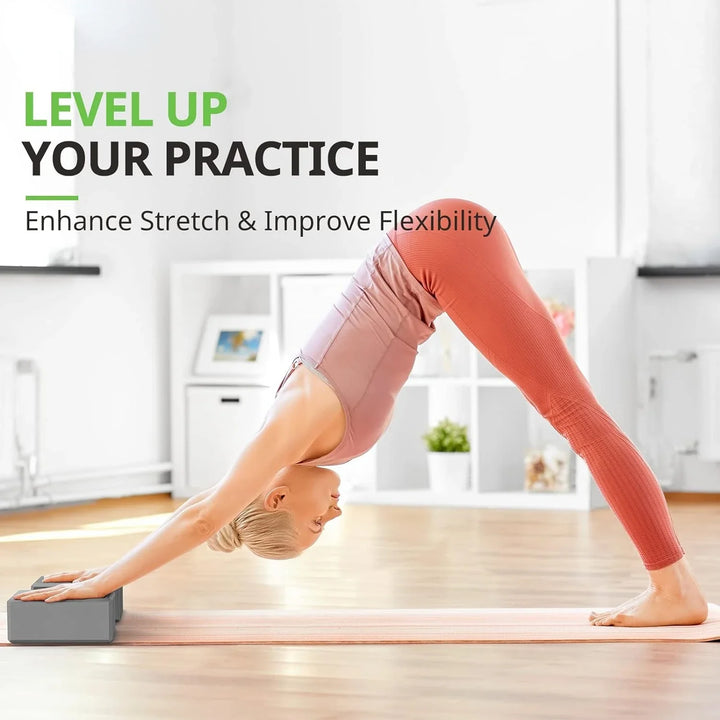 NNETM Set of 2 Premium Odor-Resistant Foam Yoga Blocks (Grey)