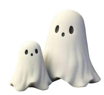 Two ghost-shaped objects on a white background
