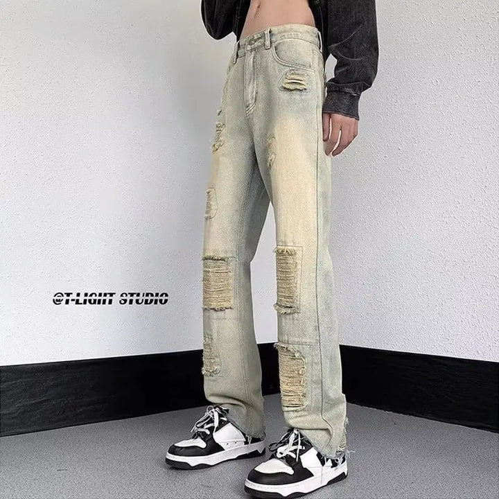 High Street Y2K Men’s Ripped Flare Jeans