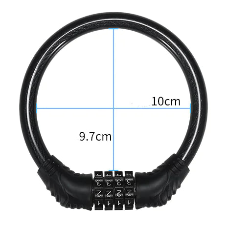 Black bike lock with a combination lock on a white background
