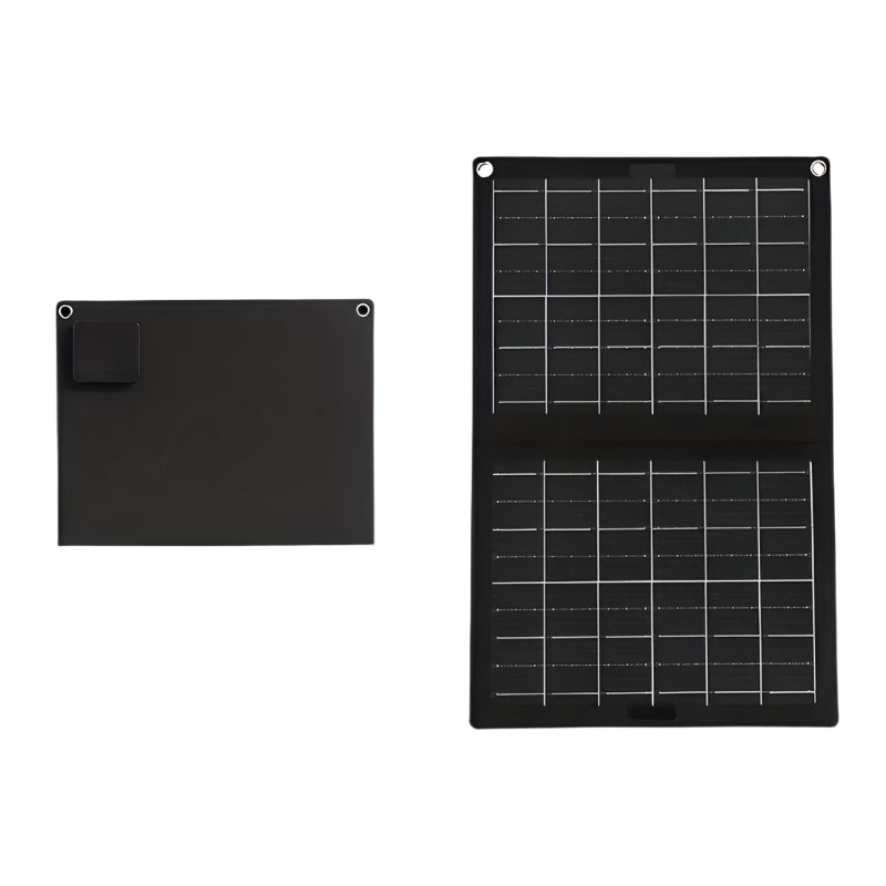 Two black solar panels on a white background
