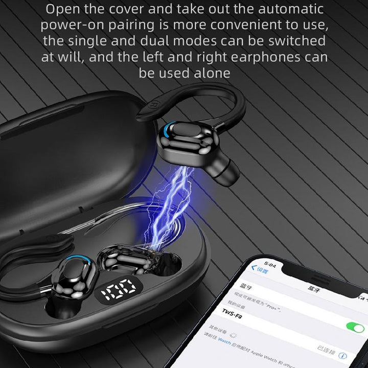 NNEDSZ Wireless Bluetooth Earphones With Charging Case - F8 - Red Double Ear
