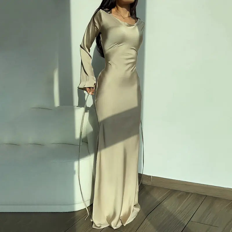 Elegant Long Sleeve Loose Dress for Autumn Women