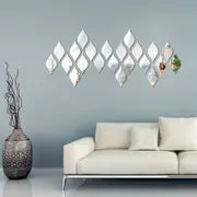 Decorative wall stickers on a wall above a sofa