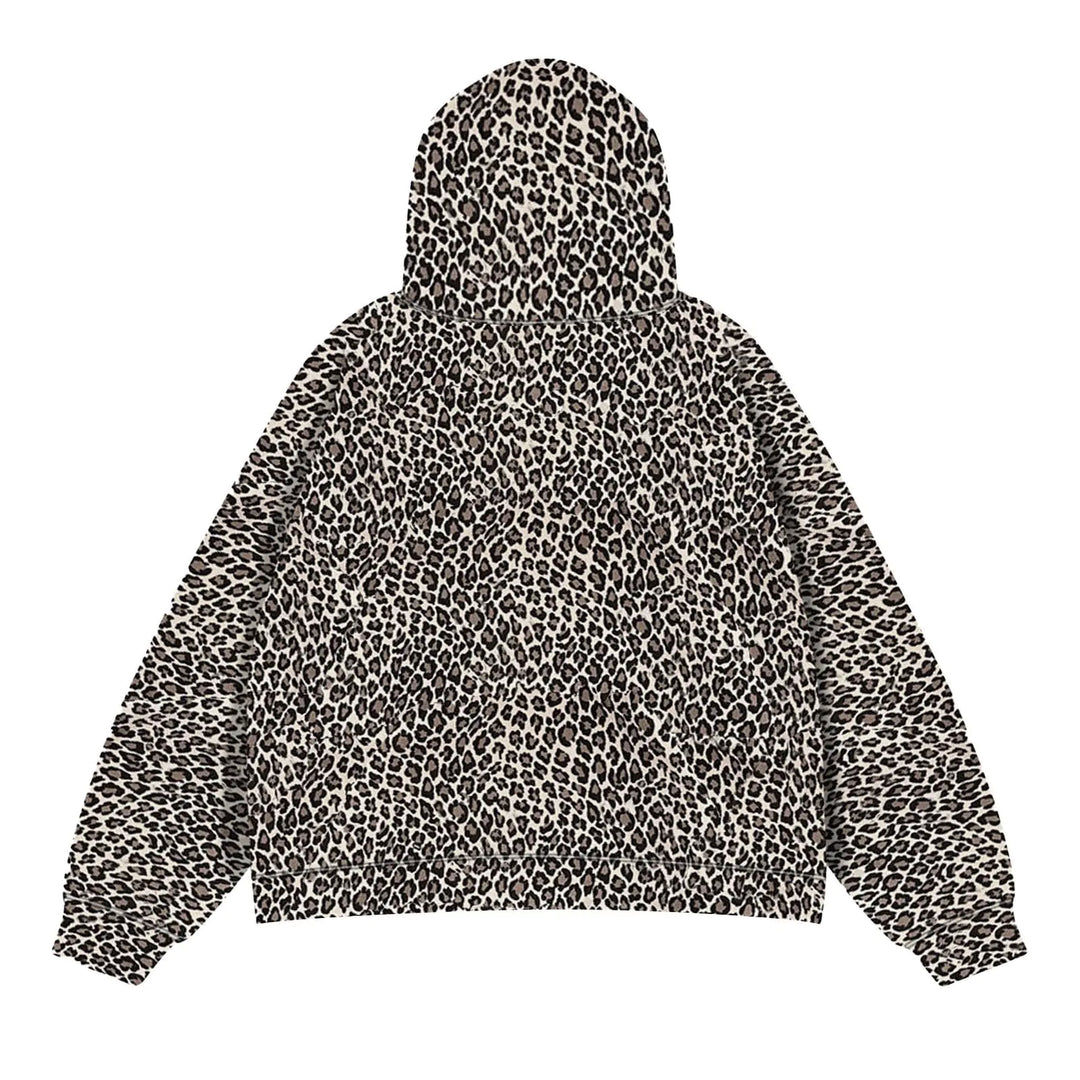 Leopard print hoodie on a white background
