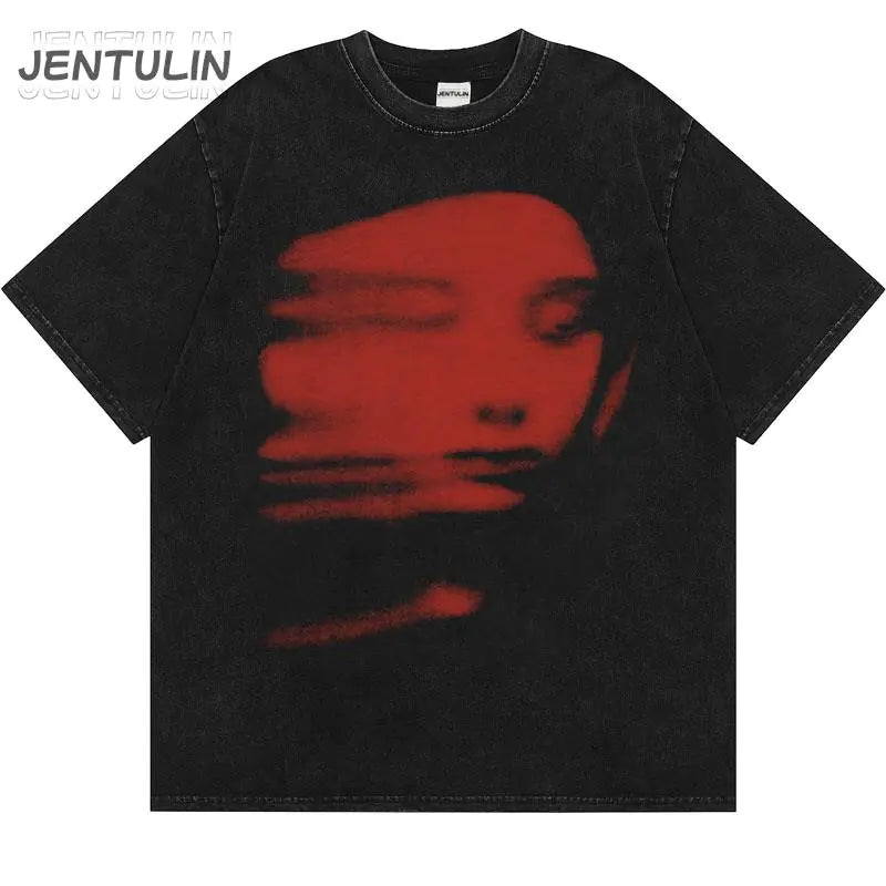 Harajuku 2024 Summer Men's Black Graphic T-Shirt