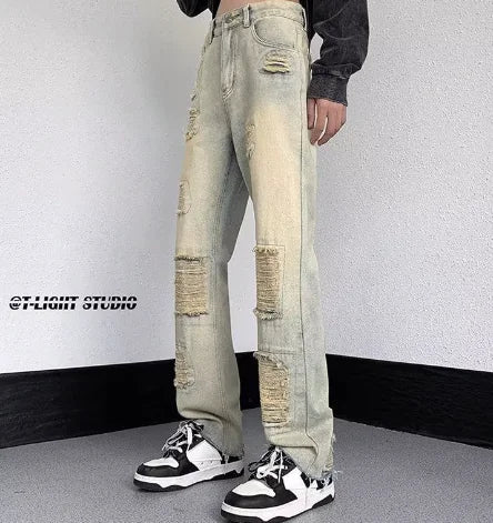 High Street Y2K Men’s Ripped Flare Jeans
