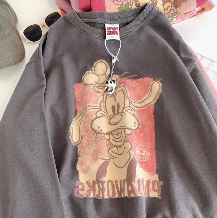 Printed Loose Round Neck Sweater for Men and Women