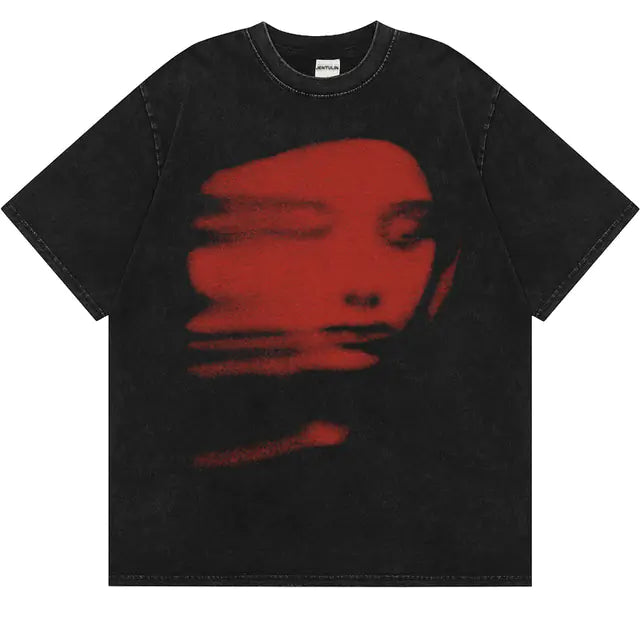 Harajuku 2024 Summer Men's Black Graphic T-Shirt