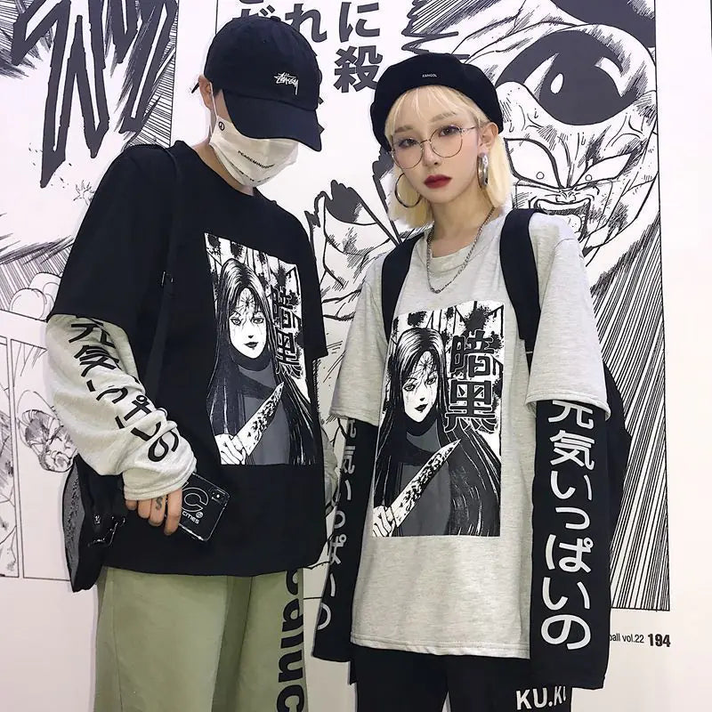 Retro Cartoon Graphic Oversized Tee in Harajuku Style