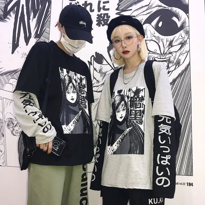 Retro Cartoon Graphic Oversized Tee in Harajuku Style