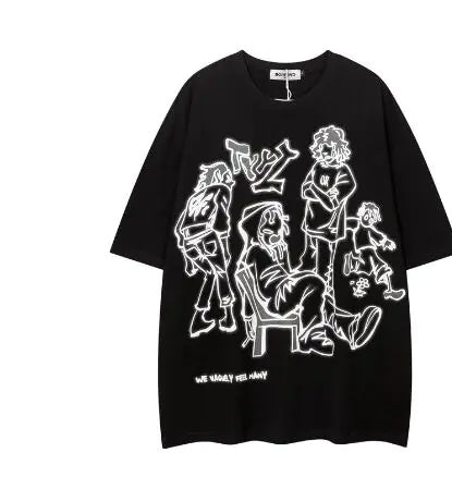 2023 Harajuku Cartoon Cat Graphic T-Shirt for Unisex