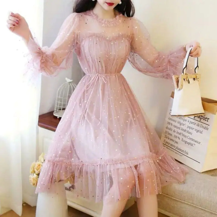 Women's Fairy Dress with Spring and Summer Net Yarn Skirt